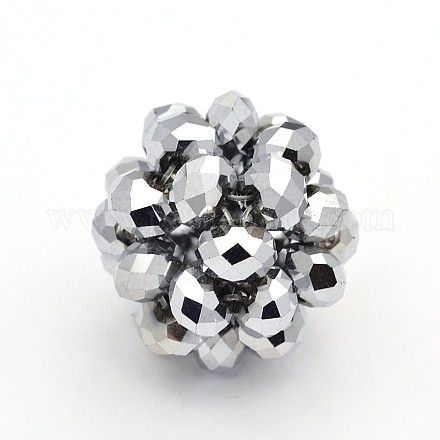 Perles tissées rondes en verre galvanisé X-GLAA-A034-4mm-C05-1