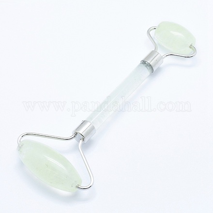 Green Watermelon Stone Glass Brass Face Massager MRMJ-G009-20P-1