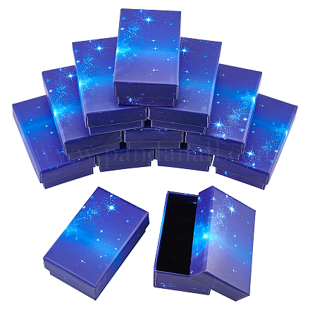 SUPERFINDINGS 16pcs Cardboard Jewellery Gift Boxes Starry Sky Pattern Rectangle for Necklaces Bracelets Earrings Rings Womens Presents with Sponge Pad Inside 2x3.2x1.3inch CBOX-BC0001-40D-1