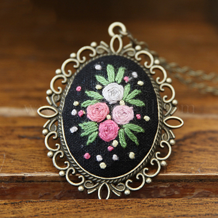 Набор для изготовления ожерелья с цветочным кулоном для вышивки своими руками HUDU-PW0001-063T-1