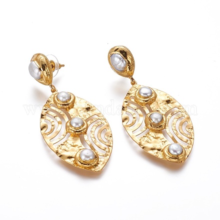 Boucles d'oreille en perles naturelles EJEW-F218-01G-1