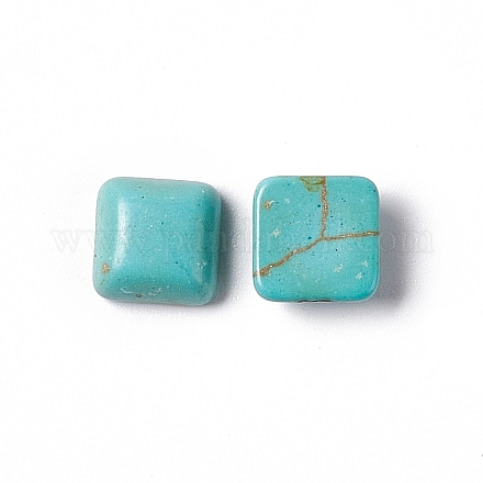 Craft Findings Dyed Synthetic Turquoise Gemstone Flat Back Cabochons TURQ-S263-8x8mm-01-1