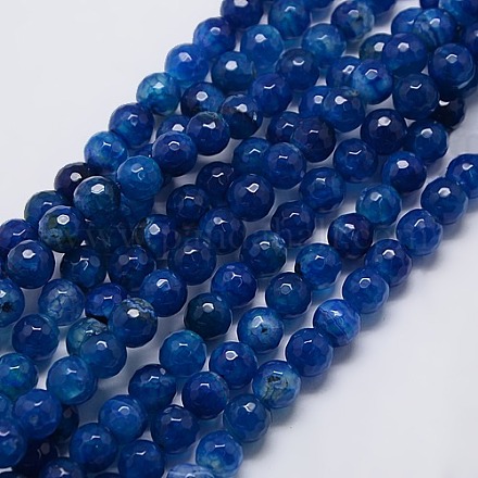 Natural Agate Round Beads Strand G-L084-8mm-03-1
