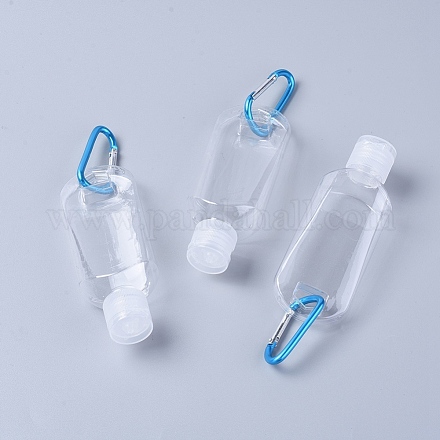 50ml petgプラスチックキーホルダーボトル  詰め替え式手指消毒ボトル  空のアルコールボトル  透明  11.4x4.25x3.1cm  容量：5ml（50液量オンス） MRMJ-WH0059-38-1
