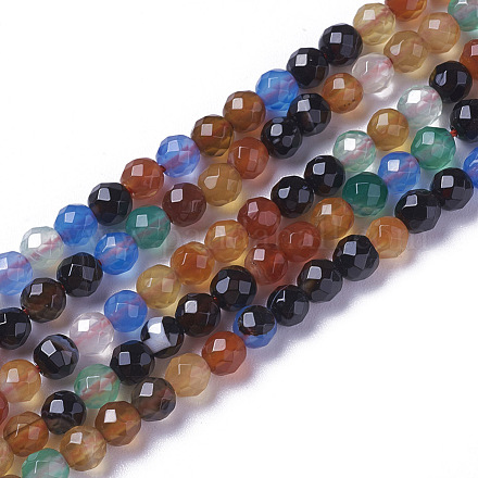 Naturelles multicolores perles d'agate brins G-F596-36-2mm-1