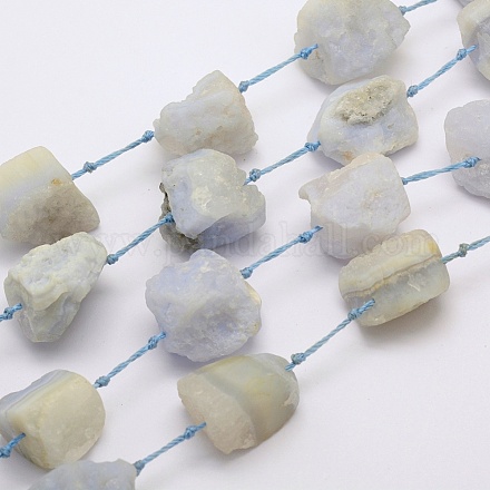 Naturelles bleu perles de calcédoine brins G-G689-07-1