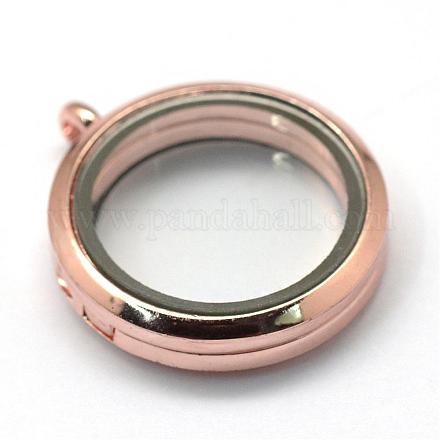 Плоский круглый стеклянный сплав магнитная фоторамка живая память с плавающей медальона подвески PALLOY-S046-01RG-1