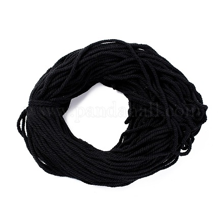 綿糸コード  3プライ  ジュエリー作りのための  ブラック  5~5.8mm  109.4ヤード（100m）/バンドル OCOR-C001-02C-1