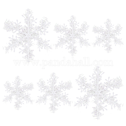 SuperZubehör 60 Stück 3 Größen Weihnachten weiße Schneeflocken-Ornamente Weihnachtsbaumschmuck Kunststoff glitzernde Schneeflocken-Ornamente mit Loch zum Aufhängen für Winterdekorationen Baum Fenster Tür Zubehör AJEW-FH0003-78-1
