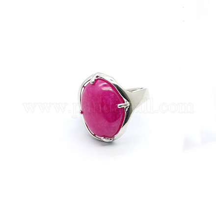 Ovaler verstellbarer Ring aus gefärbtem natürlichem Achat FIND-PW0021-05R-1