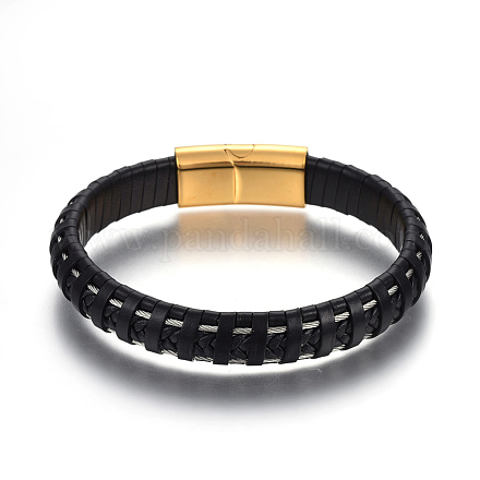 Bracelets en cuir tressé BJEW-E352-07G-1