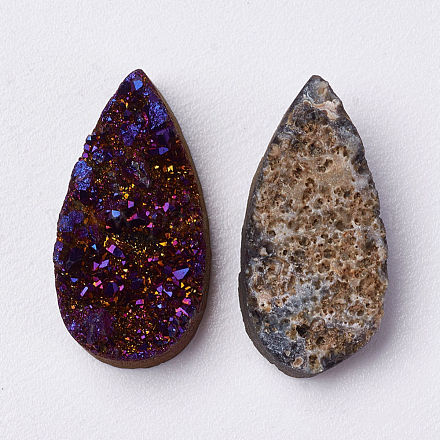 Electroplated Natural Druzy Agate Cabochons G-F389-G08-1