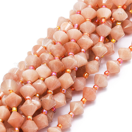 Natürliche Pfirsichmondstein Perlen Stränge G-E569-C14-1