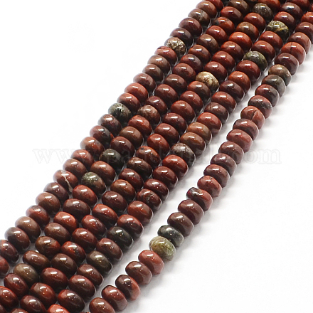 Rondelle Natural Red Jasper Beads Strands G-Q446-10-1
