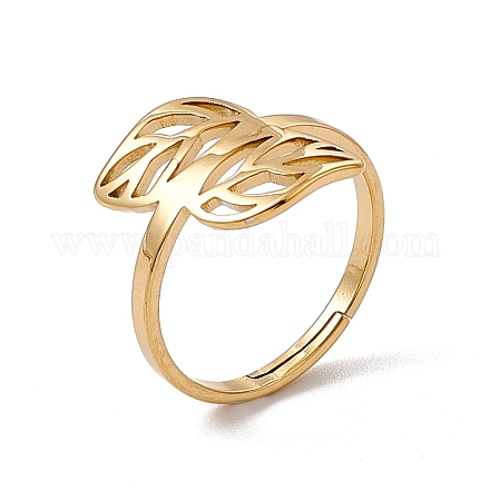Ионное покрытие (ip) 201 регулируемое кольцо из нержавеющей стали с полым листом для женщин RJEW-C045-05G-1