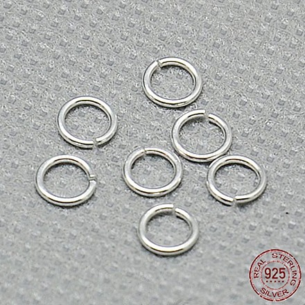 純銀製のオープン丸カン  丸い輪  銀  5x0.8mm  穴：3.5mm X-STER-A005-28-1
