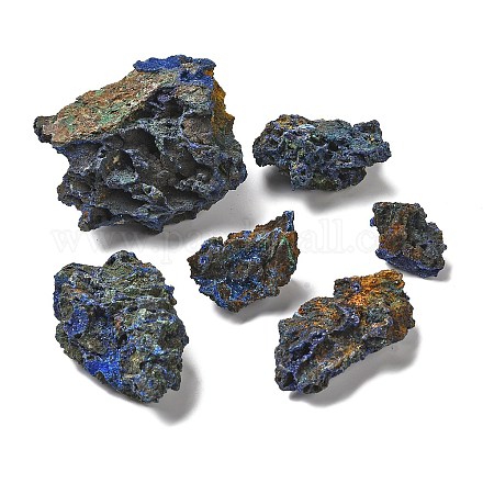 Grappolo di azzurrite naturale con pepite grezze G-G999-A01-1