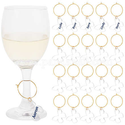 Ciondoli per bicchiere di vino a forma di farfalla in acrilico trasparente AJEW-AB00114-1