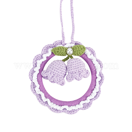 Crochet Lily of The Valley Hanging Pendant HJEW-WH0007-12B-1