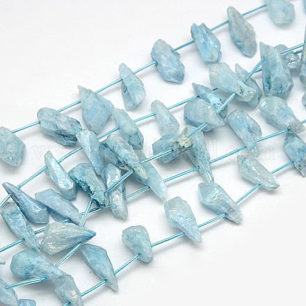 Electroplate Gemstone Natural Quartz Crystal Beads Strands G-L135-10-1