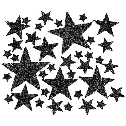 AHANDMAKER 38Pcs Star Iron on Patches Hot Glue Rhinestone Stars Glitter Patches Star Patches for Clothing DIY Decorative Patches for Dress Jeans Jackets Handbag Clothing(Black) PATC-PH0001-06-1