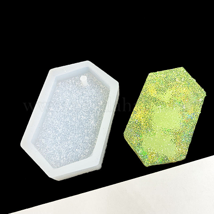 Imitation Embedded Rhinestone Hexagon Pendant Silicone Molds DIY-I090-10-1
