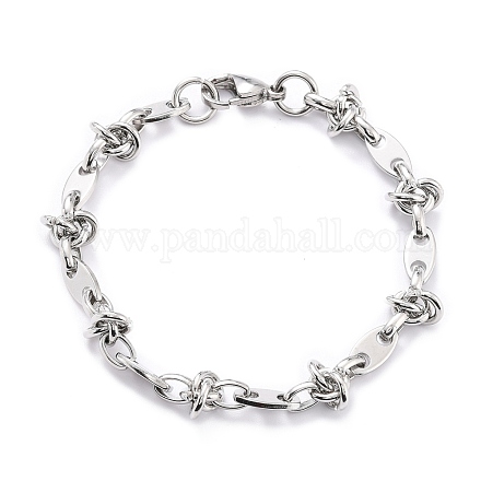 304 bracciale con catena a maglie in acciaio inossidabile per uomo donna BJEW-Z011-21P-1