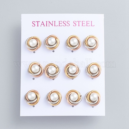 304 Stainless Steel Stud Earrings EJEW-F246-02M-1