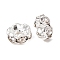 Brass Rhinestone Spacer Beads, Cadmium Free & Lead Free, Grade A, Wavy Edge, Silver Color Plated, Rondelle, Crystal, 7x3.2mm, Hole: 1mm
