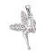 Non-Tarnish 304 Stainless Steel Pendants, Fairy, Stainless Steel Color, 40x31x3mm, Hole: 4.5x9.5mm