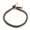 Cotton Cord Bracelets, with Brass Finding, Long-Lasting Plated, Real 24K Gold Plated, Coffee, 8-1/2 inch(21.5cm)~9 inch(23cm)