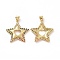 Brass Micro Pave Clear Cubic Zirconia Pendants, Star with Heart, Golden, 27x25x2.5mm, Hole: 3.5x5mm