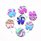 Handmade Polymer Clay Beads, No Hole, Lollipop with Bowknot, Mixed Color, 39~48x27~30x7~9mm