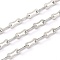 Tarnish Resistant 304 Stainless Steel Cable Chains, Unwelded, with Spool, Stainless Steel Color, 14x6x1mm, 16.4 Feet(5m)/roll