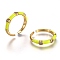 Brass Micro Pave Clear Cubic Zirconia Cuff Rings, Open Rings, with Enamel, Real 18K Gold Plated, Long-Lasting Plated, Yellow, US Size 7 1/4(17.5mm)
