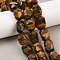 Natural Tiger Eye Beads Strands, Oval, Faceted, with Seed Beads, 13~19x11~15.5x11~14mm, Hole: 0.8~1.2mm, about 17~23pcs/strand, 15.35''~15.75''(39~40cm)