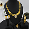 Alloy Micro Pave Clear Cubic Zirconia Jewelry Sets, Pendant Necklace & Stud Dangle Earrings & Ring & Bracelets Sets, Golden, Teardrop, 430mm