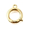 Brass Fold Over Clasps, Ring, Real 18K Gold Plated, 13x11x2mm, Hole: 1.4mm