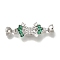 Brass Fold Over Clasps, Micro Pave Green Cubic Zirconia, Platinum, 37mm