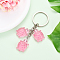 Tortoise Theme Gradient Color & Luminous Resin  Pendant Decoration, with Iron Split Key Rings, for Keychain, Purse, Backpack Ornament, Hot Pink, 80mm, pendant: 26mm