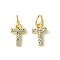 Rack Plating Alloy Rhinestone Pendants, Cadmium Free & Lead Free, Letter T, 11x7x2mm, Hole: 5mm
