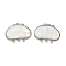Brass Box Clasps, with Shell, 3-Strand, 6-Hole, Platinum, White, 29.5x39x6.5~8mm, Hole: 2/3mm