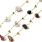 Handmade Natural Indian Agate Chip Beaded Chains, Soldered, with Rack Plating Brass Findings, Long-Lasting Plated, Lead Free & Cadmium Free, with Spool, Real 18K Gold Plated, 5~14x2~7x3~7mm