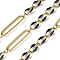 304 Stainless Steel Enamel Figaro Chains, Soldered, with Spool, Ion Plating(IP), Real 18K Gold Plated, Black, 20x5x1mm