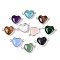 Natural & Synthetic Mixed Stone Love Heart Pendants, Brass Heart Charms, Platinum, 15.5x23x6mm, Hole: 1.8~2mm
