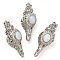 Opalite Pendants, Rack Plating Brass Colorful Rhinestone Shell Shape Charms, Lead Free & Cadmium Free, Platinum, 49x20x19mm, Hole: 7x3mm