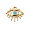 Ion Plating(IP) 304 Stainless Steel Enamel Charms, Real 14K Gold Plated, Eye Charm, Dark Turquoise, 13x14x2mm, Hole: 1.6mm