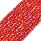Electroplate Glass Beads Strands, Pearl Luster Plated, Faceted, Rondelle, Crimson, 2.4~3.2x4mm, Hole: 1mm, about 147~152pcs/strand, 39~45cm
