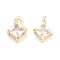 Brass with Cubic Zirconia Pendant, Rhombus, Real 18K Gold Plated, 7x5x3.3~3.8mm, Hole: 1mm