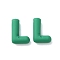 Spray Painted Alloy Pendants, Rubberized Style, Green, Letter L, 18x13x6mm, Hole: 1.5mm